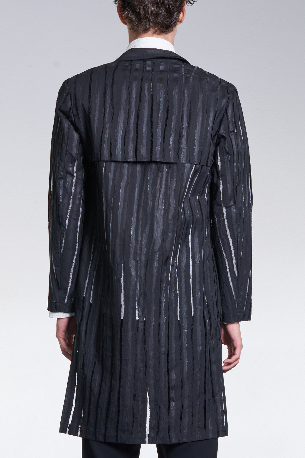 Long Blazer With Burnt Out And Hand Print Stripe