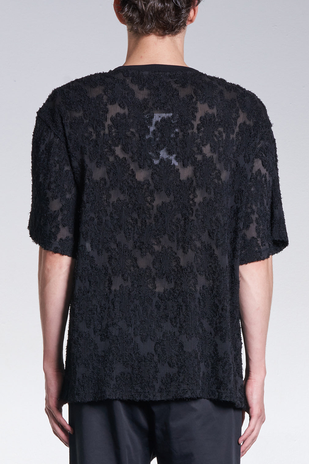 Burnt Out Flower Pattern Pleated Tee