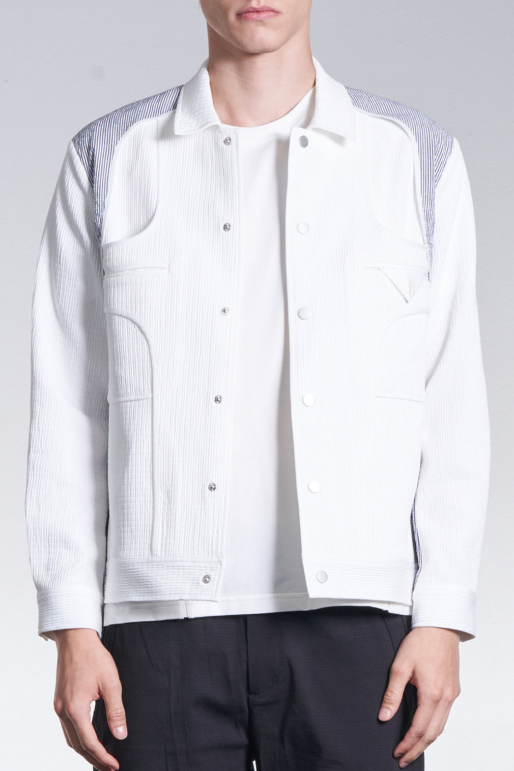 Inside Out Jacket Constructed With Stripe Fabric