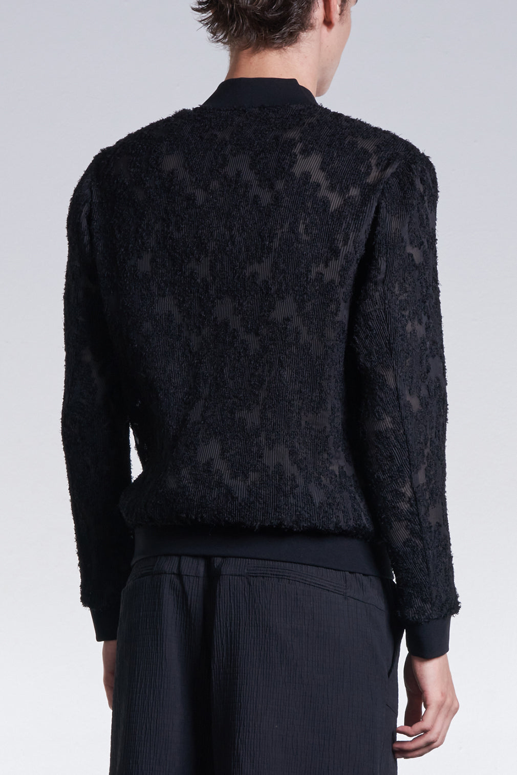 Burnt Out Flower Pattern Pleated Jacket