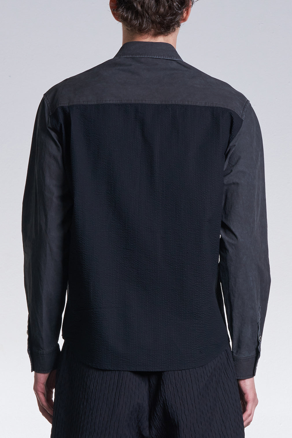 Washed Fabric Blocking Shirt