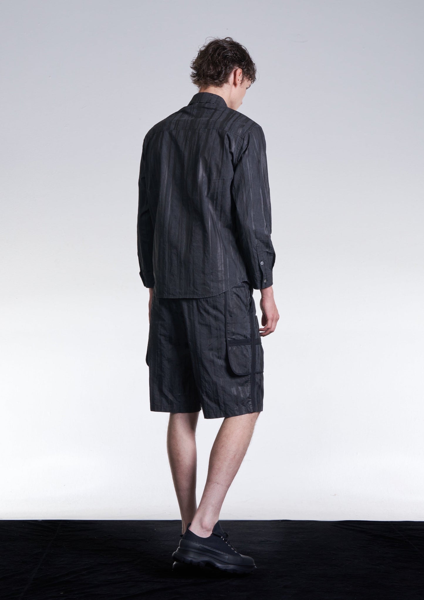 Washed Shadow Stripe Print Shorts