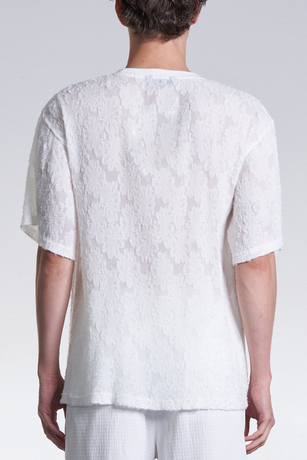 Burnt Out Flower Pattern Pleated Tee