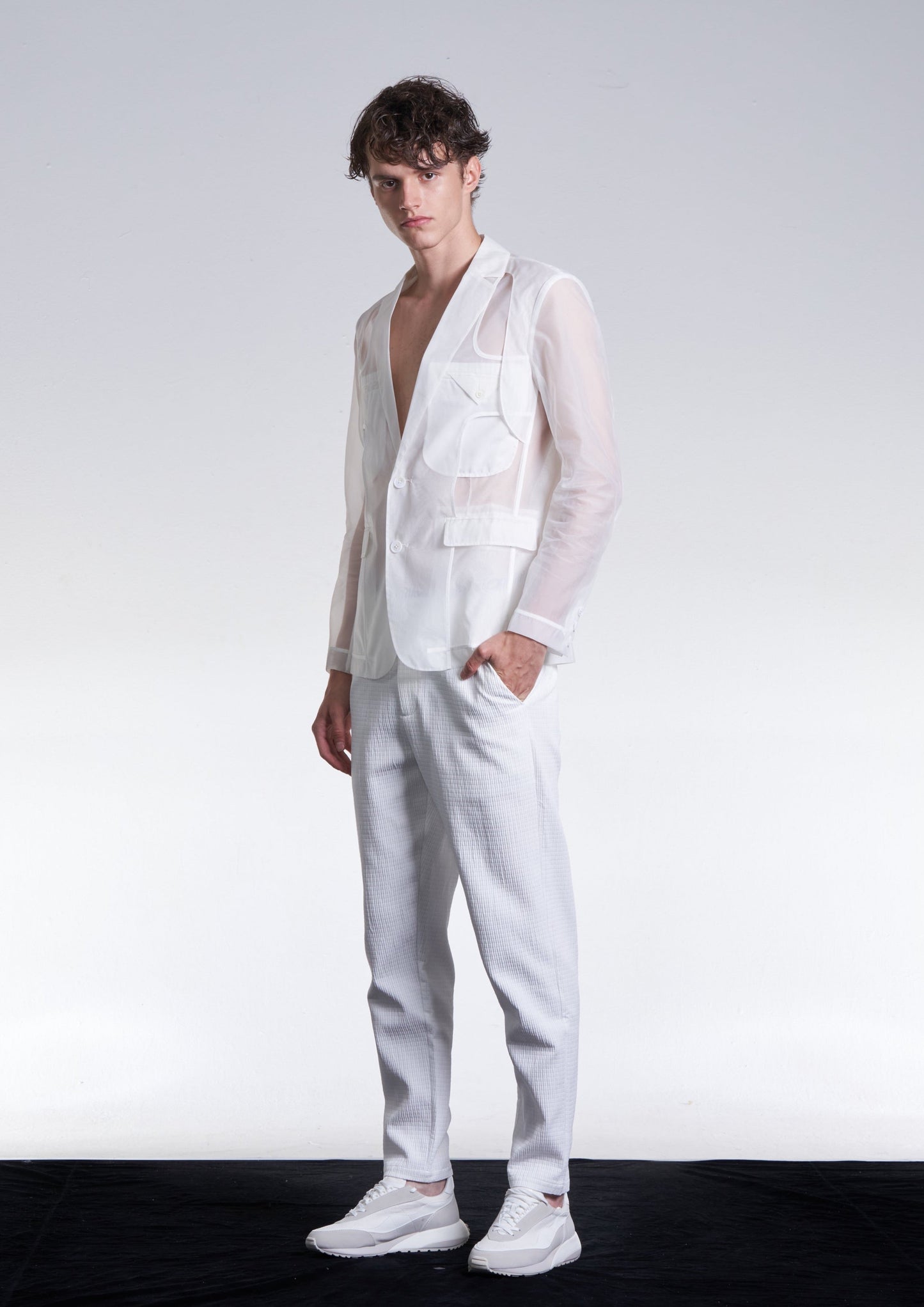 Striped Textured Fitted Pants