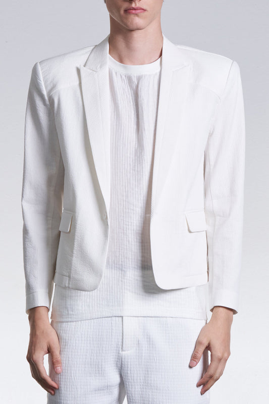 Cropped Blazer With Power Shoulder