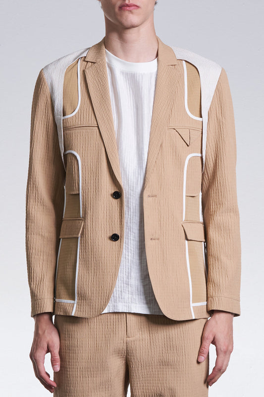 Inside Out Blazer Constructed With Stripe Fabric