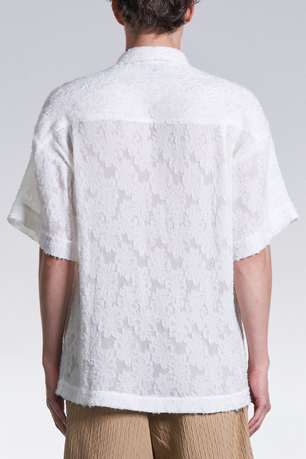 Burnt Out Flower Pattern Pleated Shirt