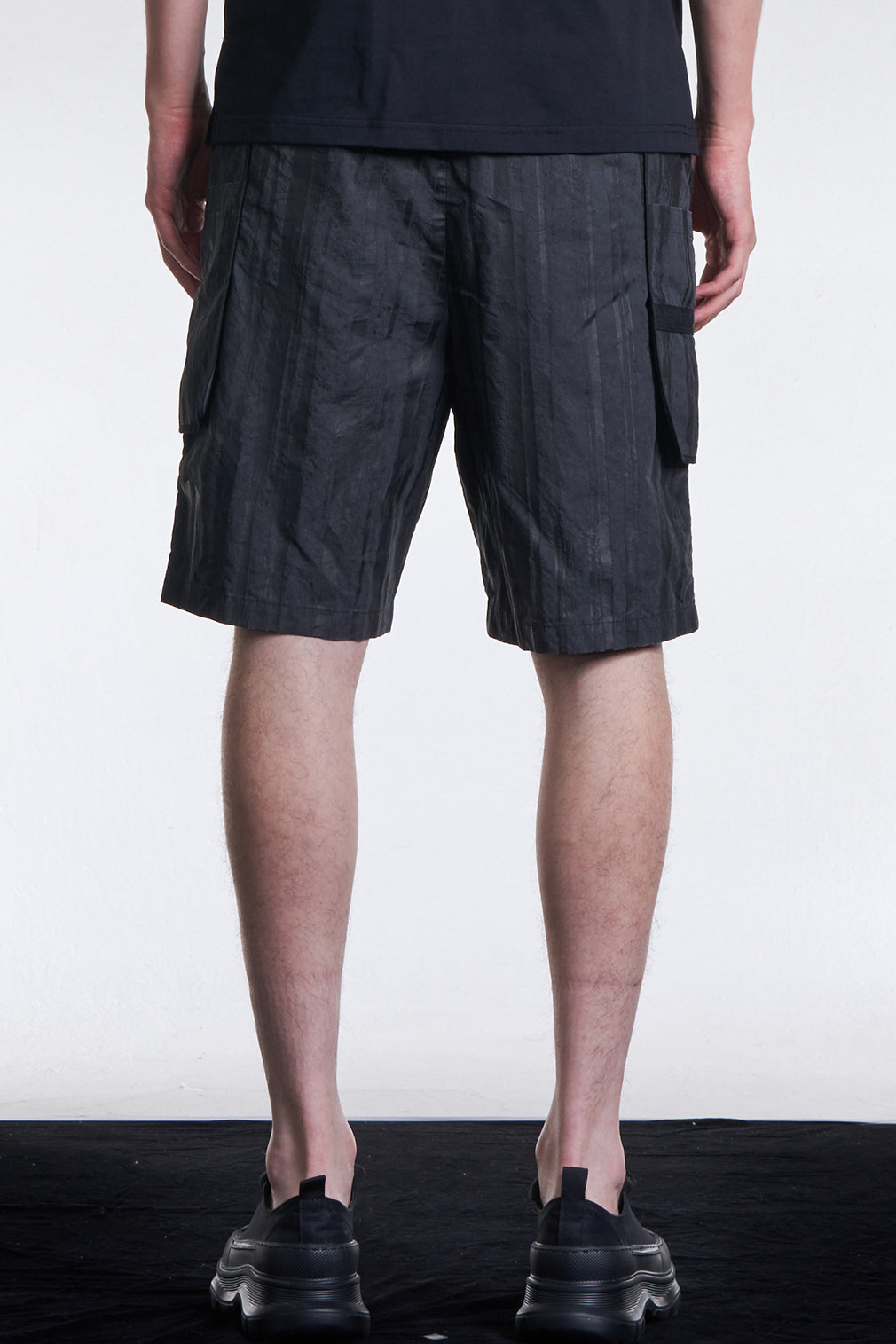 Washed Shadow Stripe Print Shorts