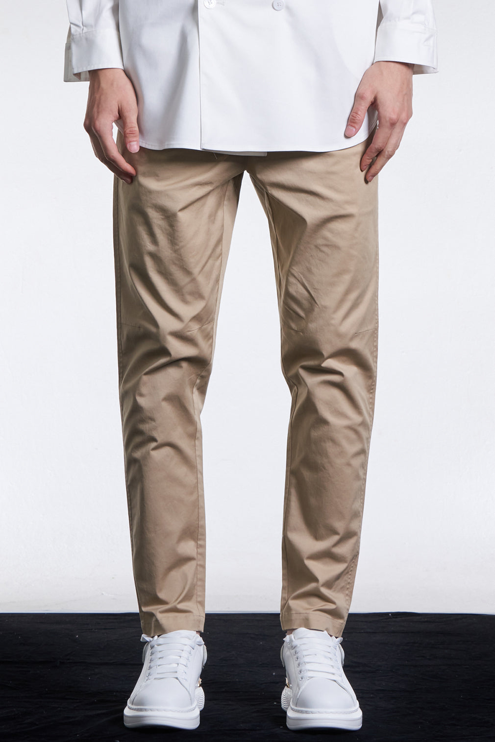 Cotton Fitted Pants With Drawstring