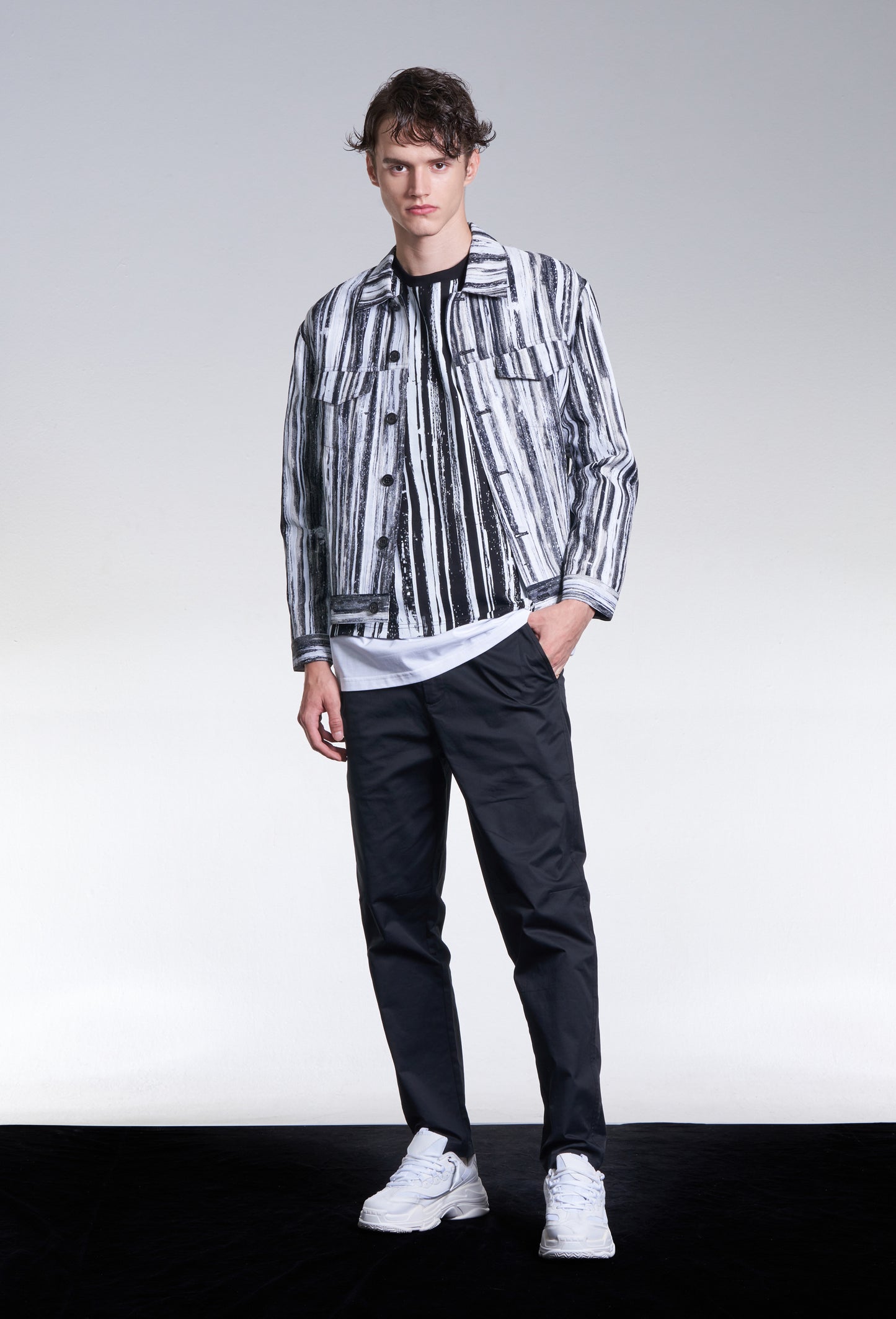 Shadow Stripe Pattern Jacquard Jacket