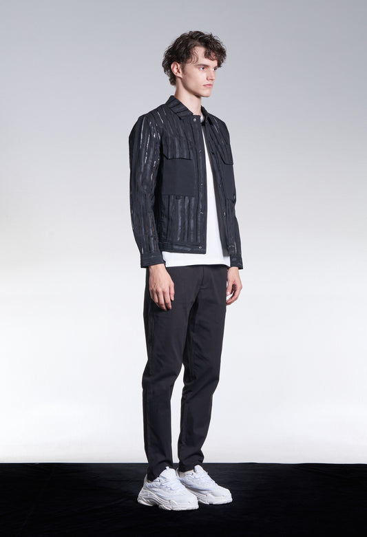 Jacket With Burnt Out And Hand Print Stripe