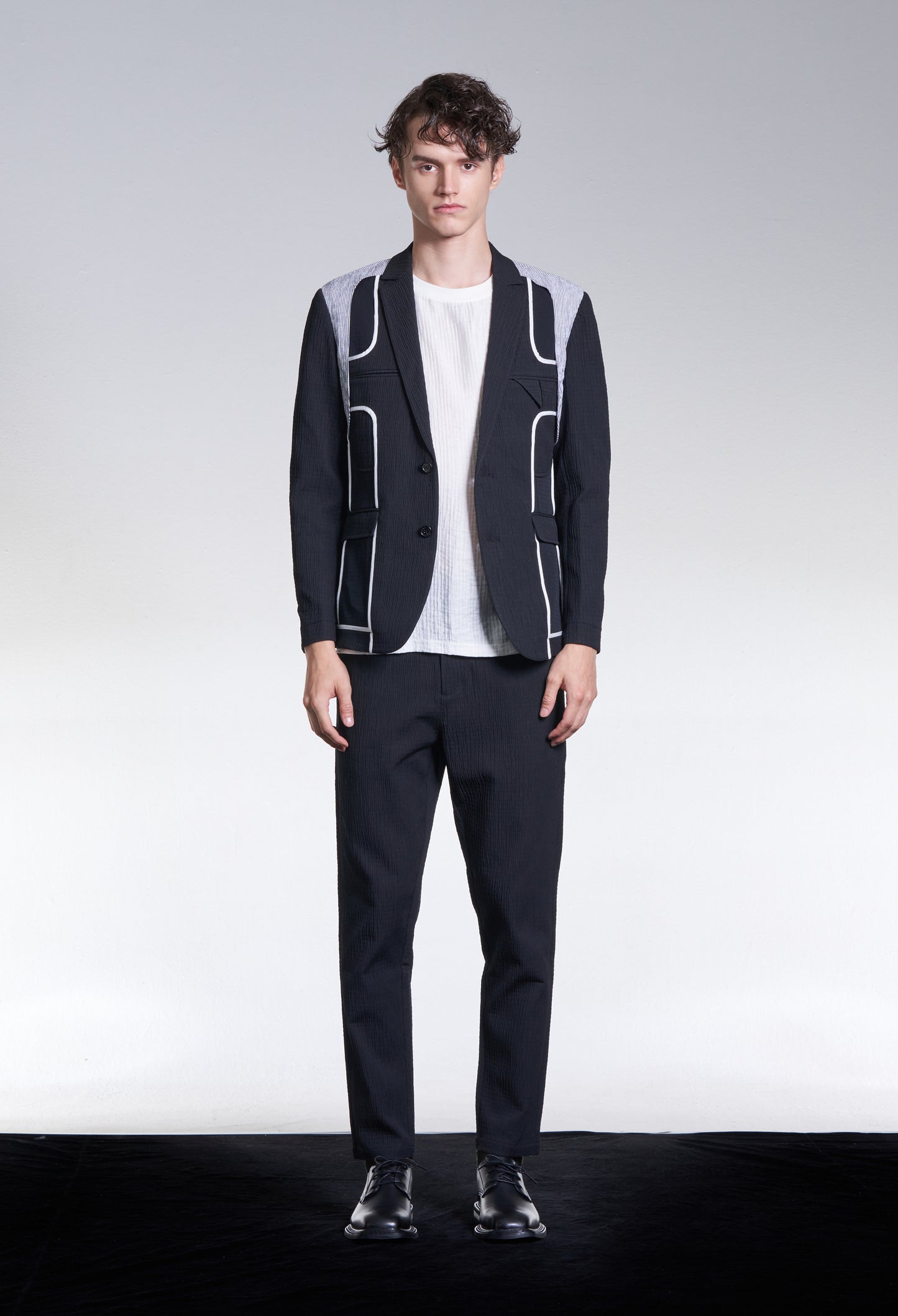 Inside Out Blazer Constructed With Stripe Fabric