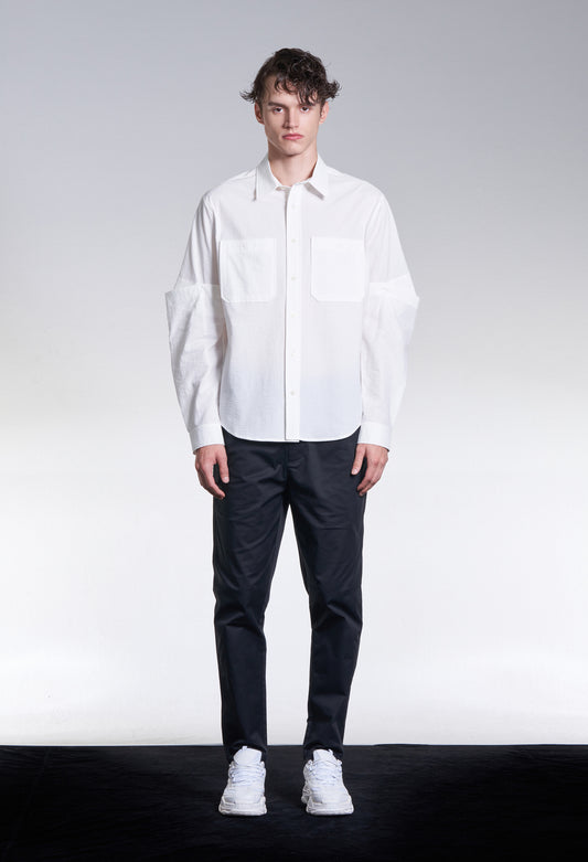 Seersucker Shirt With Detachable Sleeve