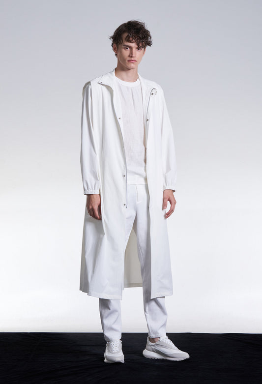 Stand Collar Nylon Maxi Coat