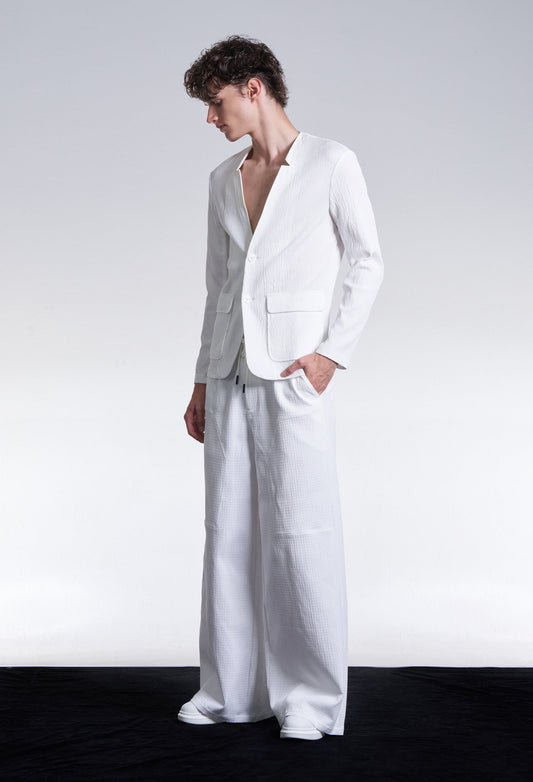 Slim Cut Crepe Blazer With Small Collar