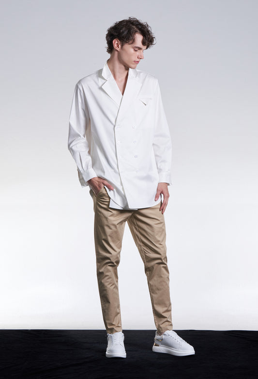 Double Breasted Cotton Tencel Shirt