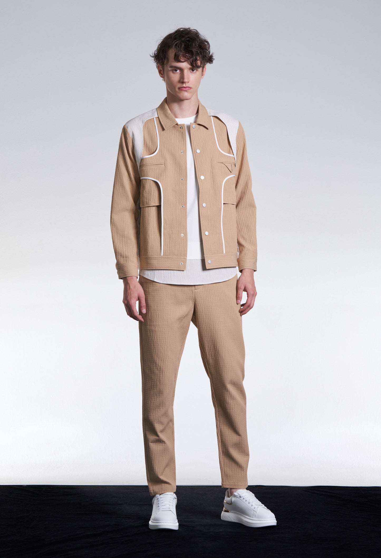 Inside Out Jacket Constructed With Stripe Fabric