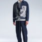 Denim Jacket With Twisted Wavy Lines Embroidery