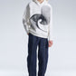 Hoodie With Twisted Wavy Lines Embroidery