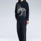 Hoodie With Twisted Wavy Lines Embroidery