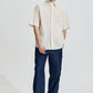 Oversize Textured Cotton Shirt With Flowers Embroidery