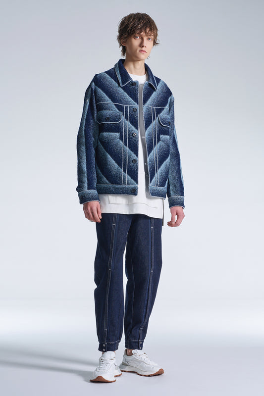 Bias Stripe Denim Jacket