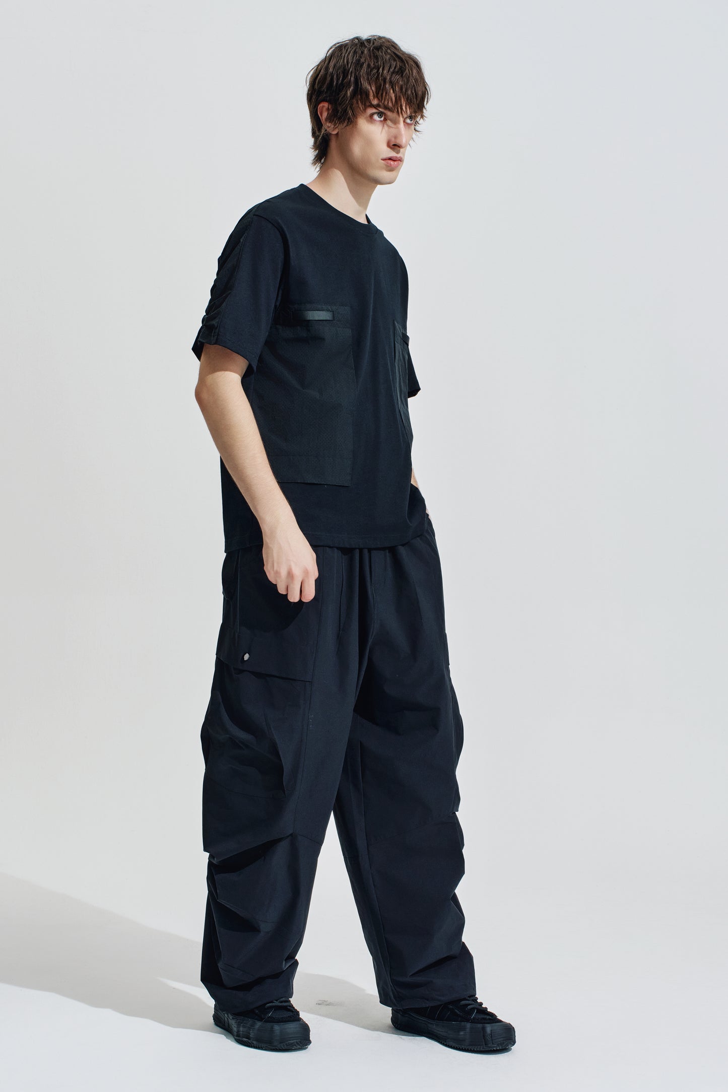 Wide Leg Cargo Pants With Drawstring Hem