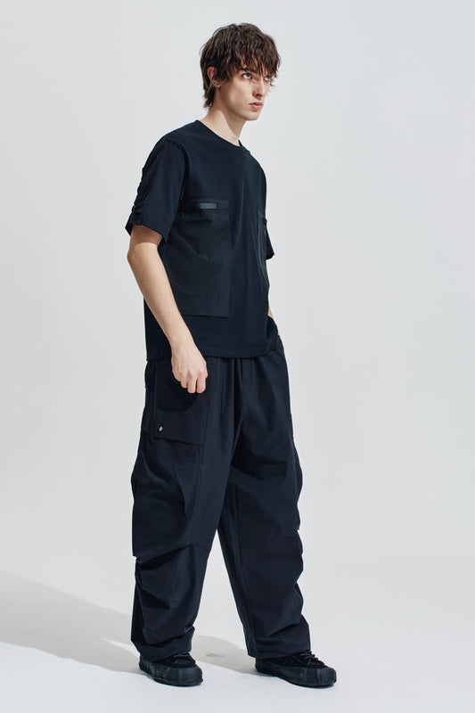 Wide Leg Cargo Pants With Drawstring Hem