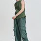 Wide Leg Cargo Pants With Drawstring Hem