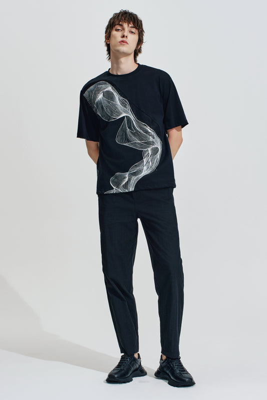 Oversize Tee With Organic Wave Print