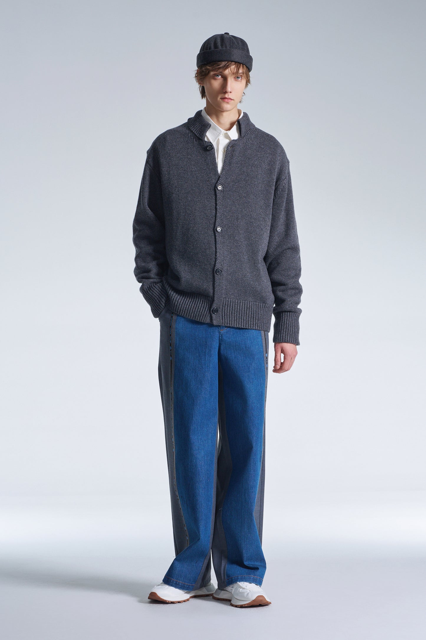 Cashmere Wool Cardigan With Stand Collar