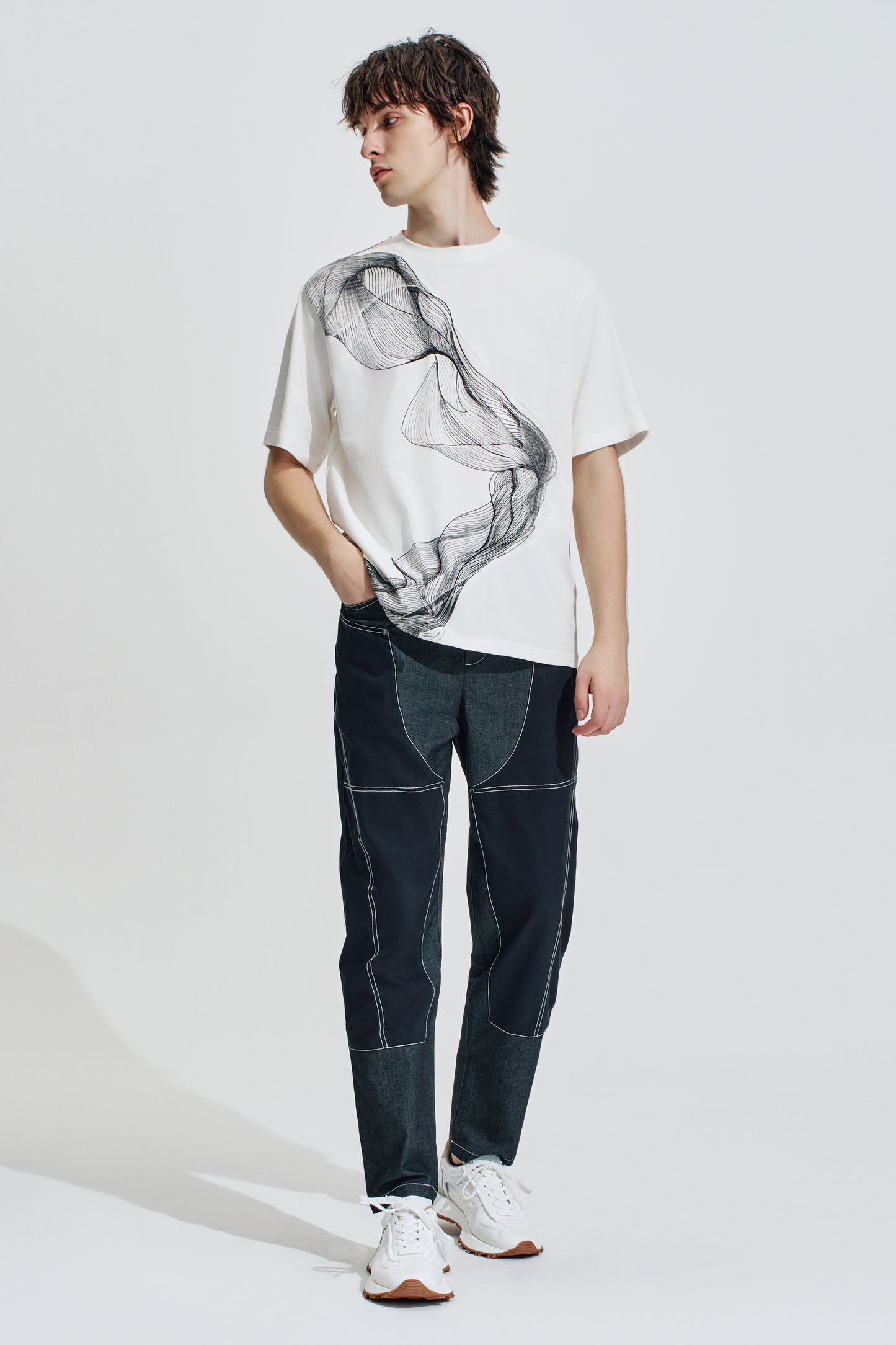 Oversize Tee With Organic Wave Print