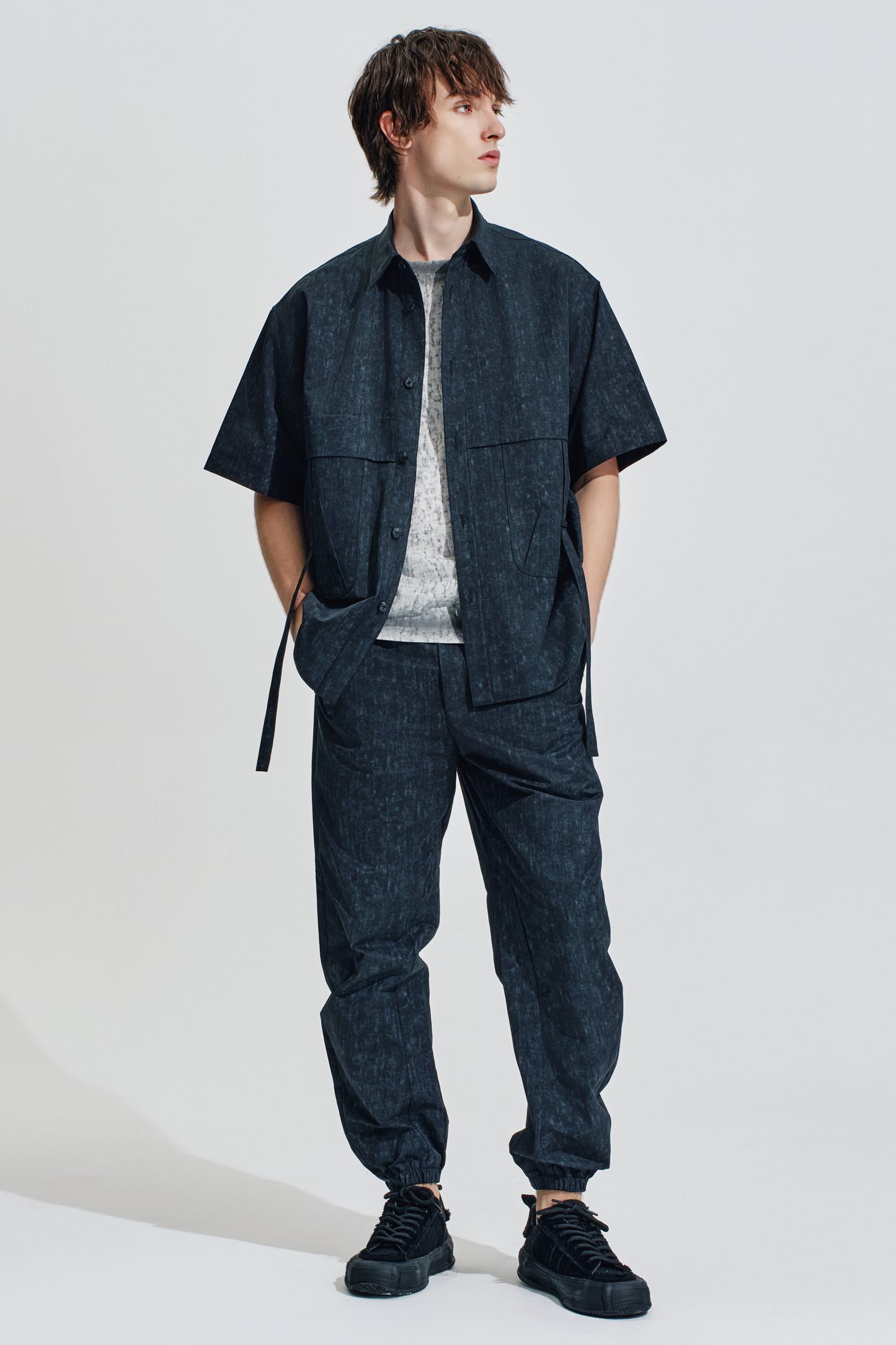 Oversize Worker Shirt With Dye Pattern