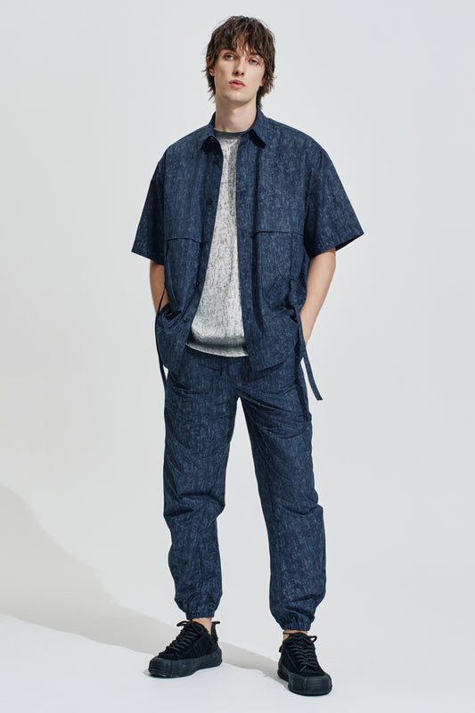 Oversize Worker Shirt With Dye Pattern