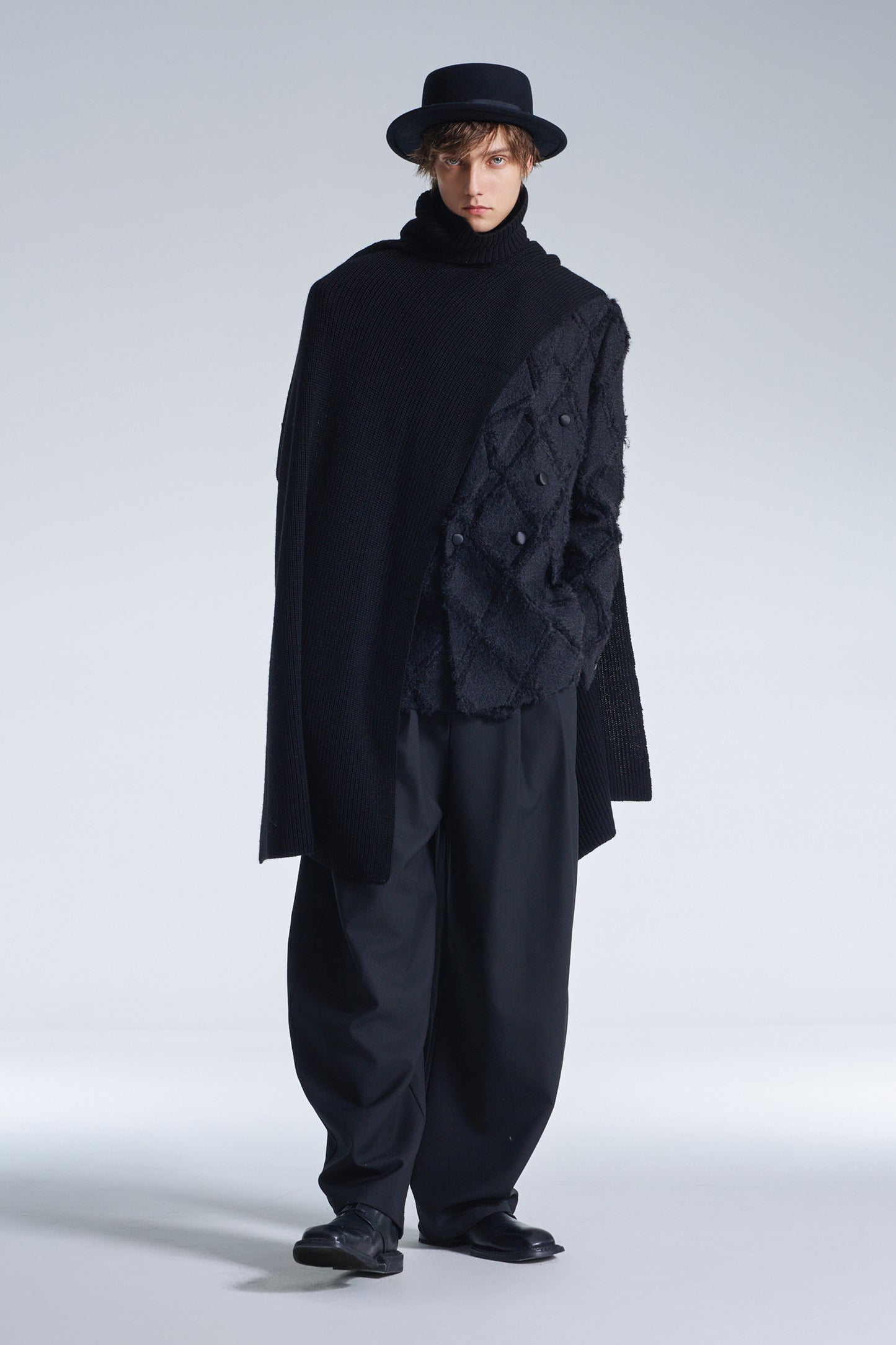 Ripped Diamond Pattern No Collar DB Blazer