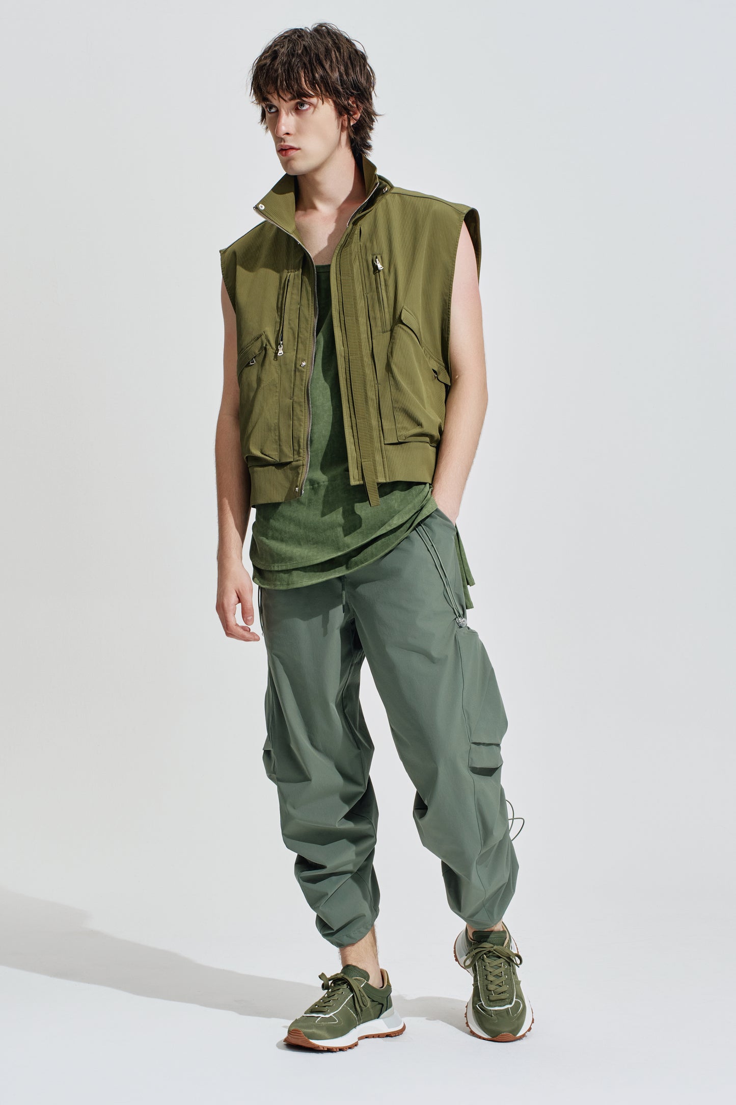 Wide Leg Cargo Pants With Drawstring Length