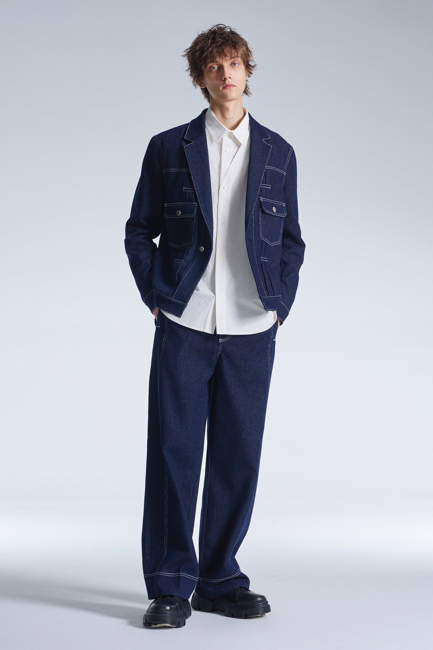 Cotton Shirt With V Cut Placket