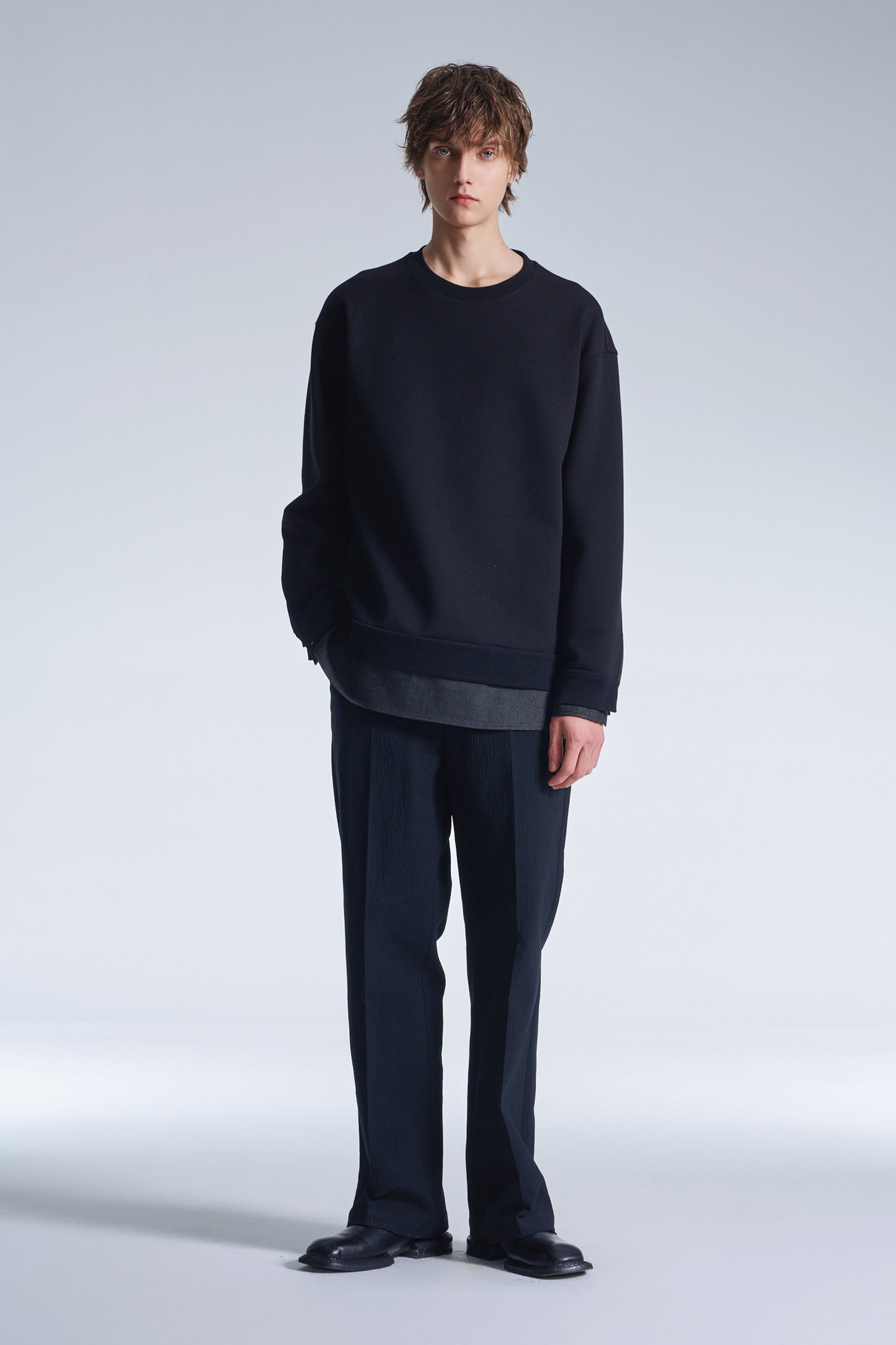 Basic Wool Sweater With Horizontal Weave