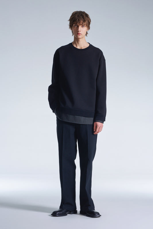 Basic Wool Sweater With Horizontal Weave