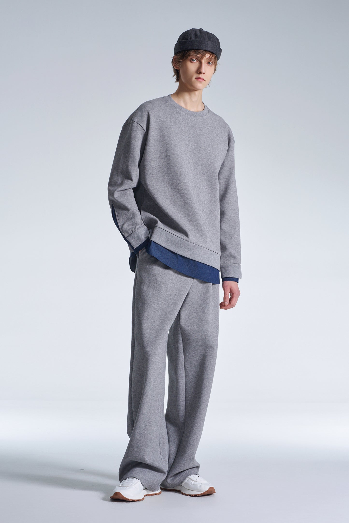 Sweatshirt With Denim Hem