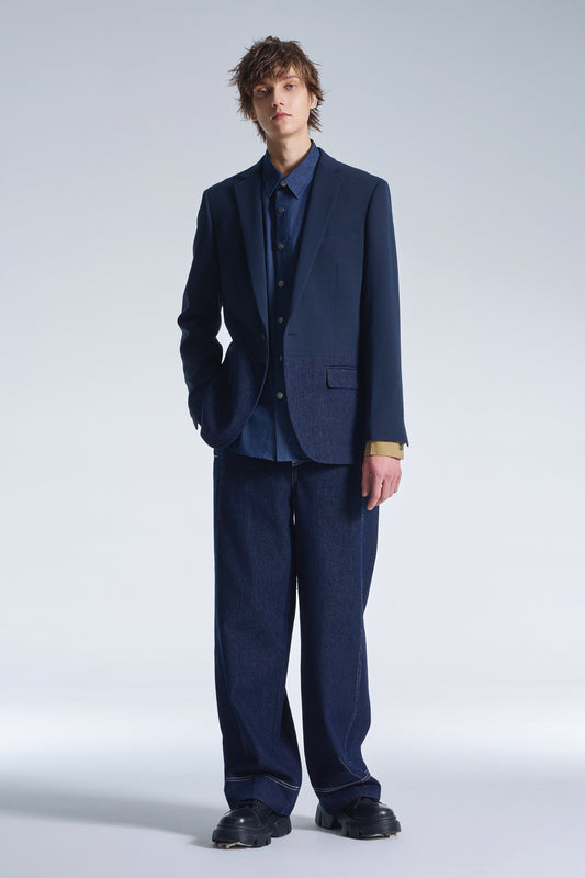 Standard Fit Blazer With Denim Hem