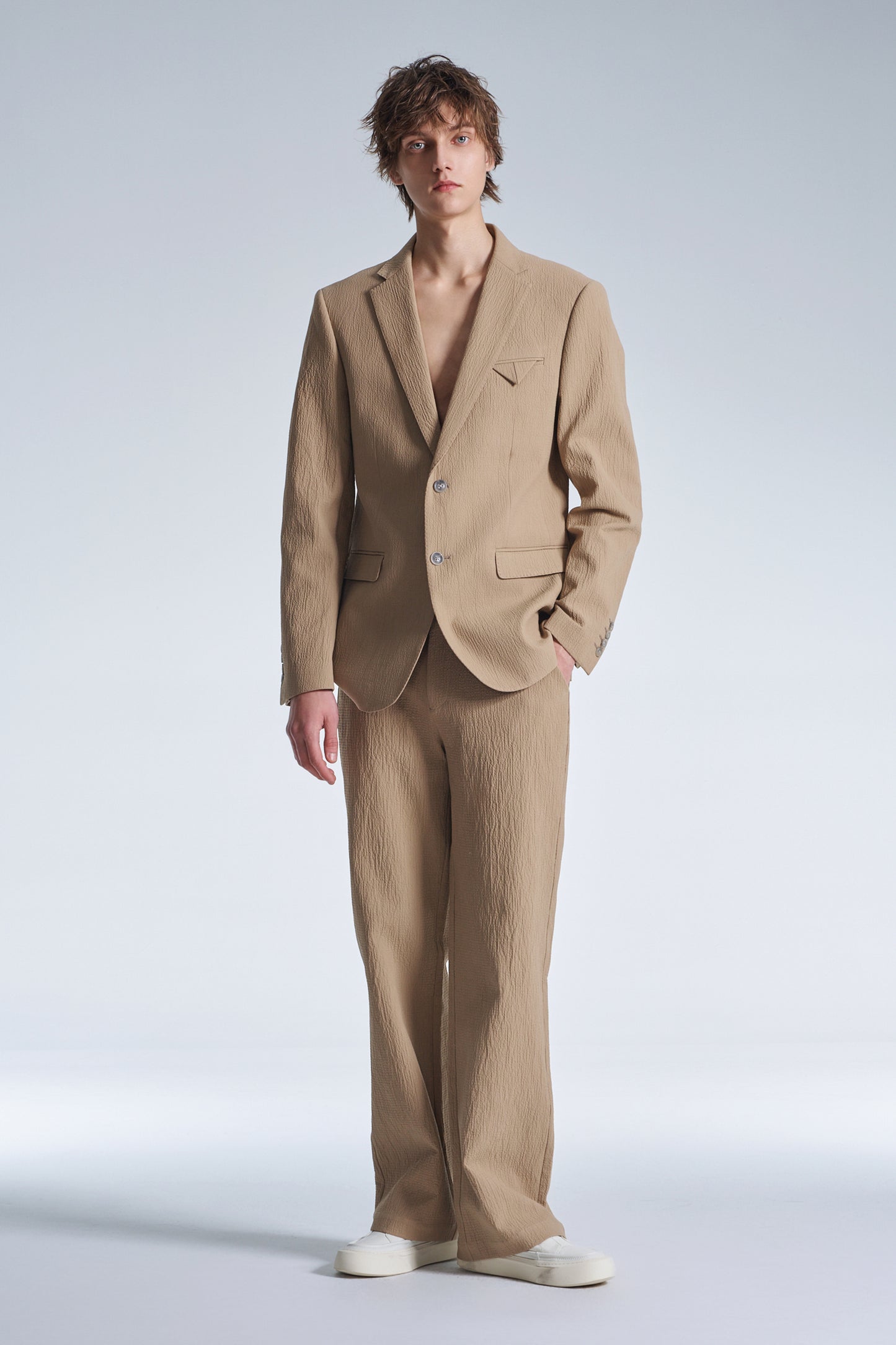 Creped Cotton Standard Fit Blazer