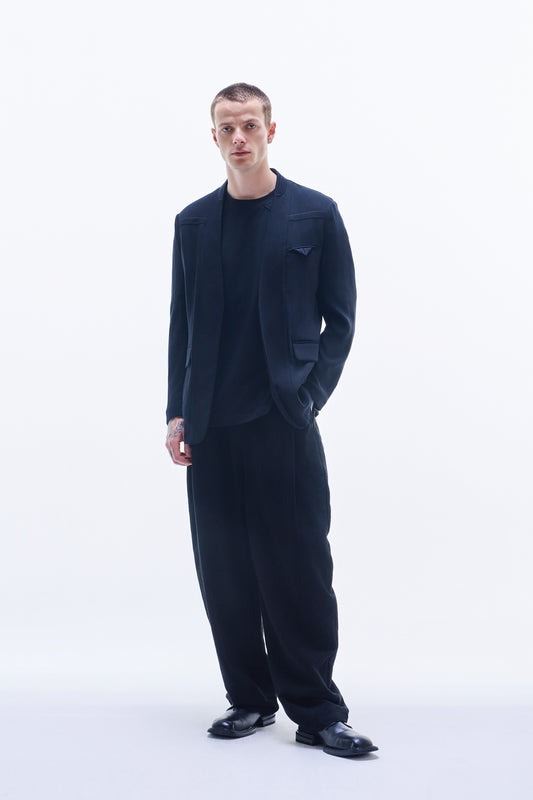 No Collar Wool Blazer