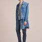 2in1 Crepe Denim Coat With Brush Print