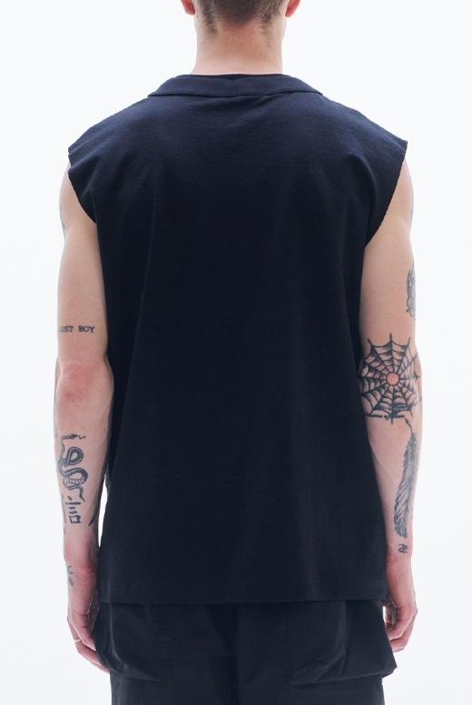 Knit Vest With Raw Edge Cut & Mirrors