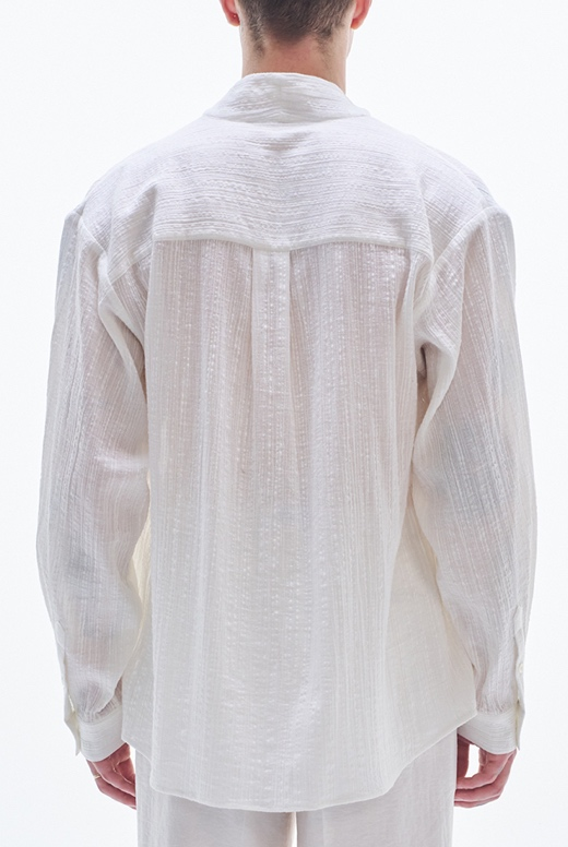 Deep V Neck Texture Cotton Shirt