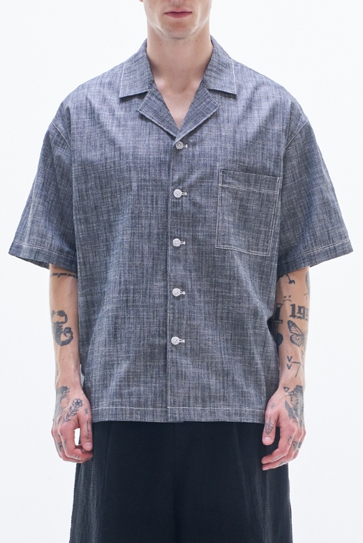 Yarn Dyed Fabric Short Sleeve Shirt