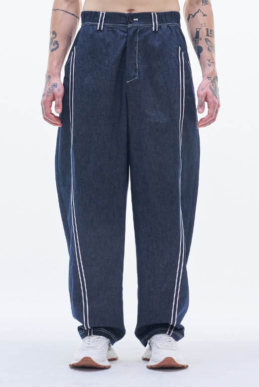 Line Denim Baggy Pants