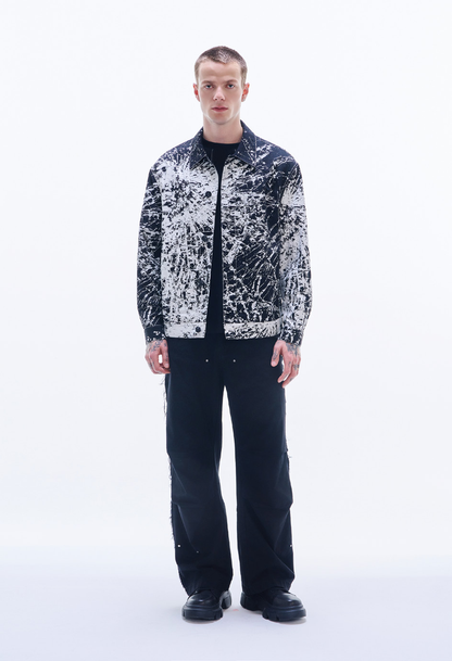 Nylon Cotton Jacket with Broken Glass print