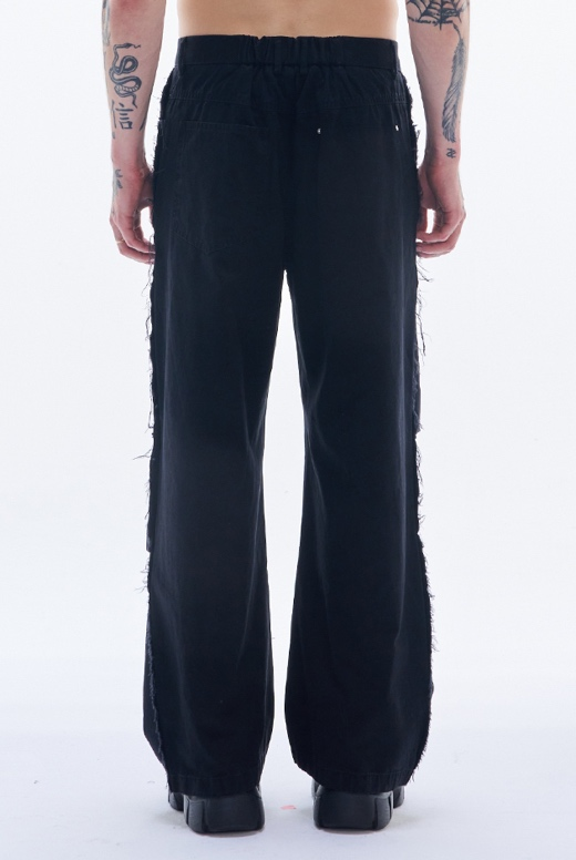 Cotton Baggy Pants With Raw Edge